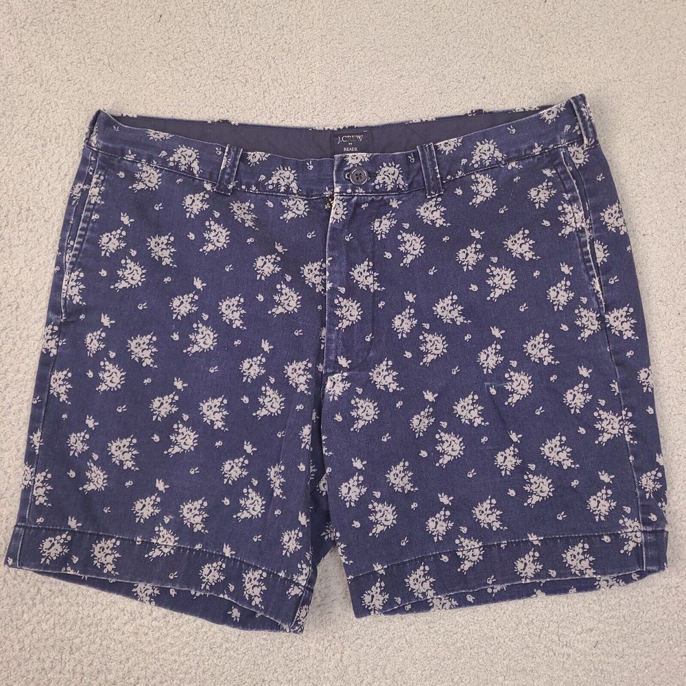 J Crew Shorts Mens 36 Blue Floral Reade Chino 6" Inseam‎ Cotton